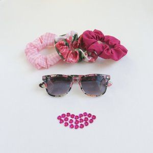 Hot Pink Scrunchies - Set of 3 - Upcycled - Satin